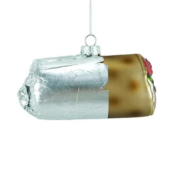 Chipotle Wrapped Stuffed Burrito Glass Christmas Ornament - Picture 4 of 12